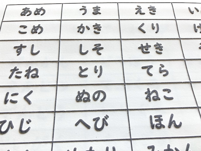 触るグリフ「日本語の仮名と短文と漢字」シート - ディスレクシア 